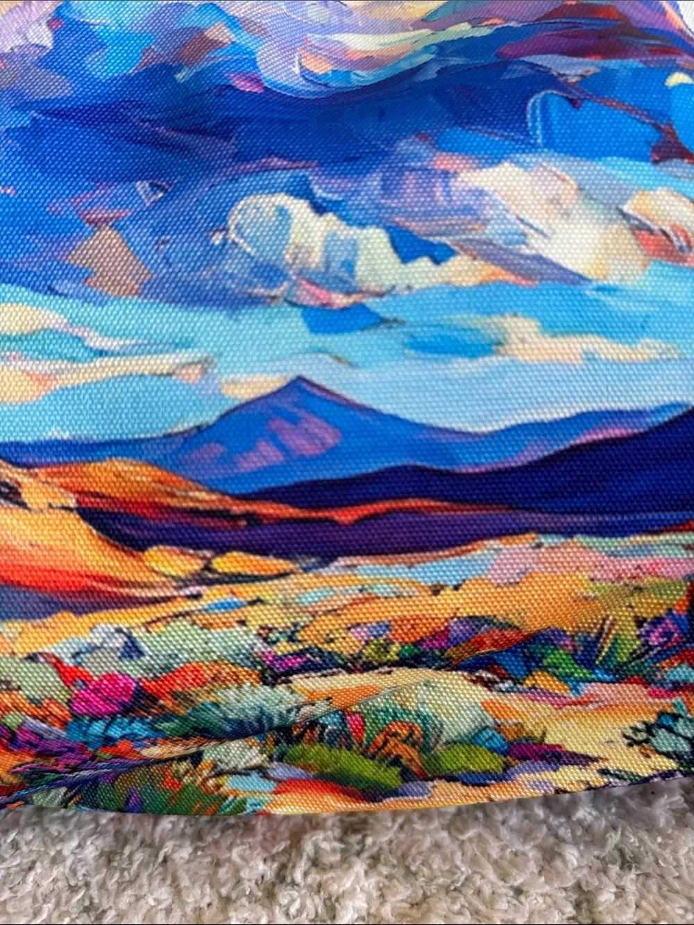 Blue Southwest Santa Fe Desert Landscape Cosmetic Bag NWT 10”x7.5”